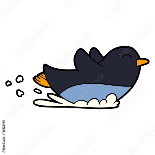 cartoon penguin sliding