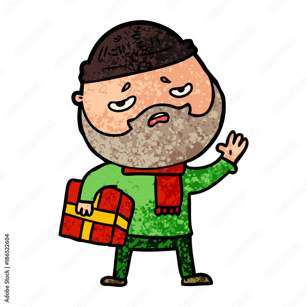 cartoon worried man with beard