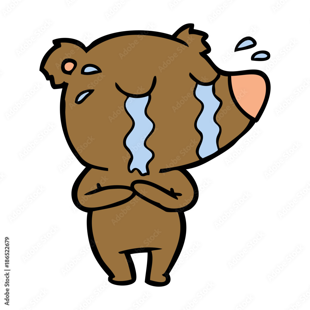 Fototapeta premium crying bear cartoon character