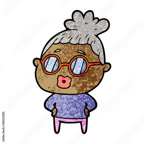 cartoon librarian woman wearing spectacles