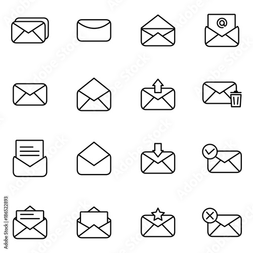 Set of icon for email and message. Simple set of mail related icons collection