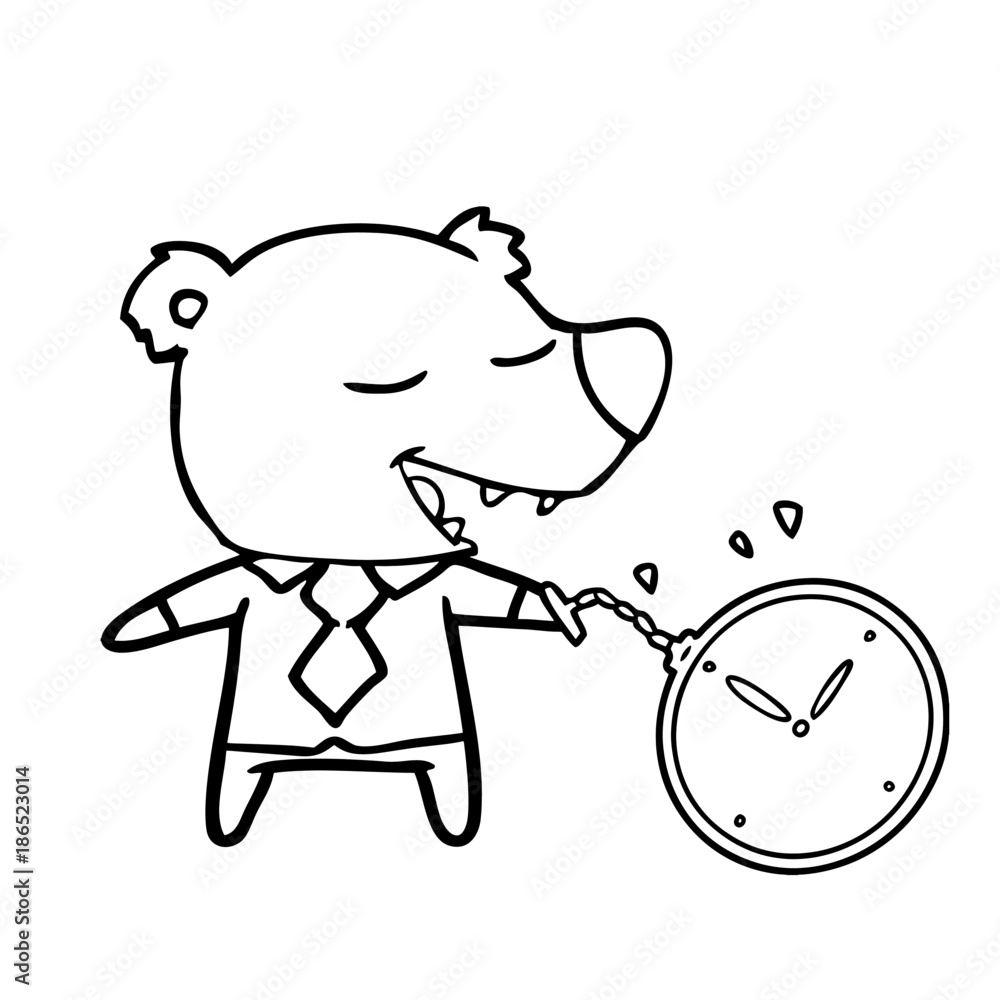 cartoon bear wearing shirt and tie holding watch cartoon bear wearing shirt and tie holding watch