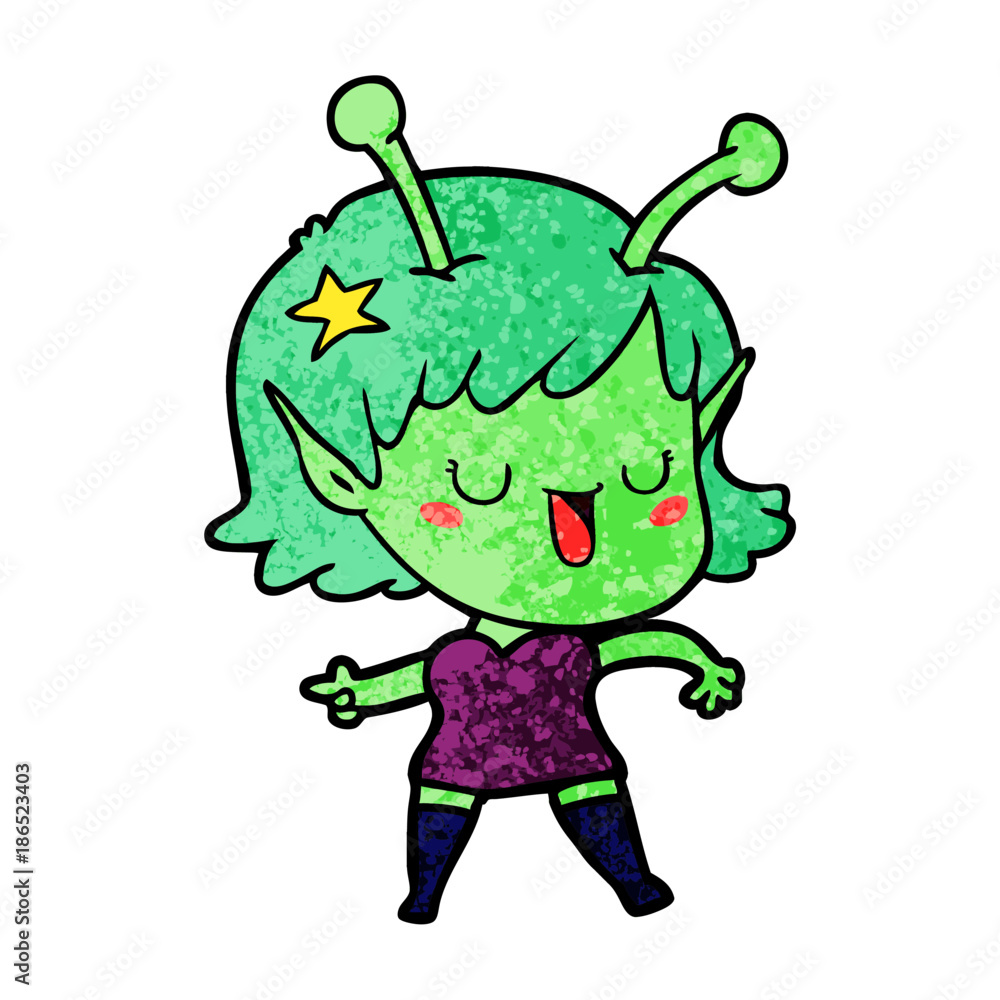 happy alien girl cartoon happy alien girl cartoon