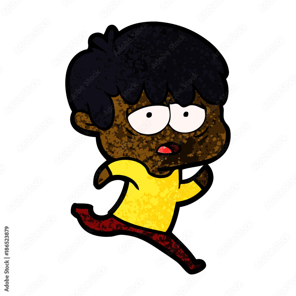cartoon exhausted boy