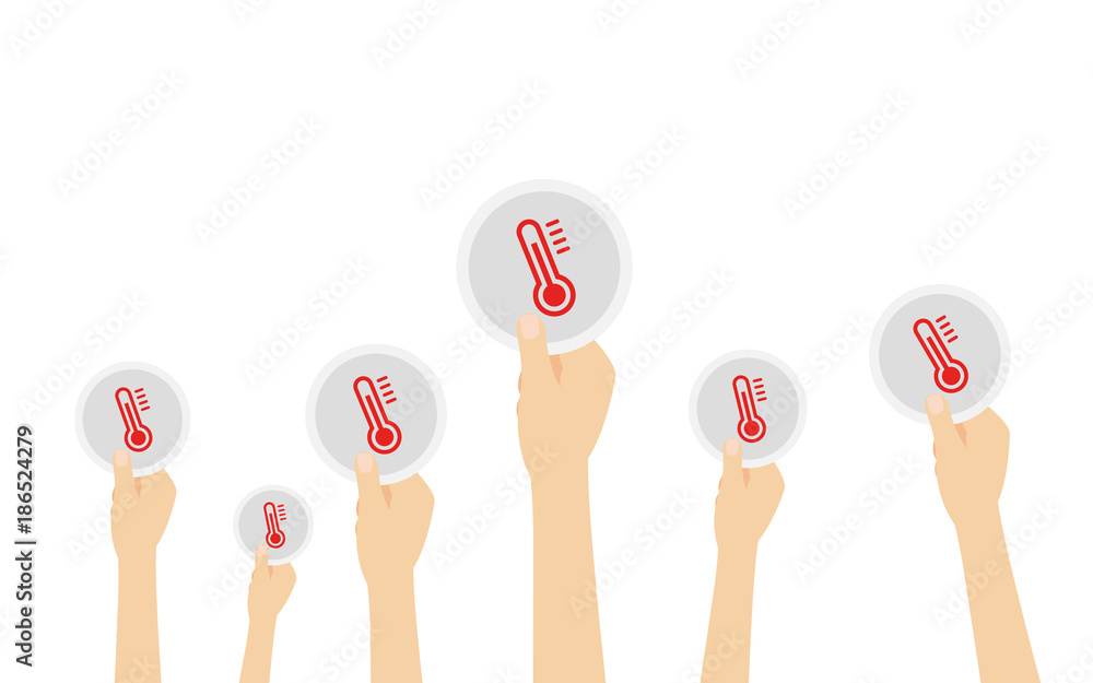 Hände halten Thermometer warm Hände halten Thermometer warm