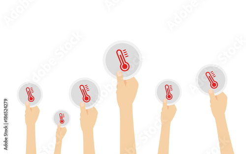 Hände halten Thermometer warm