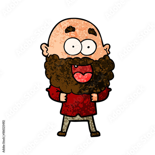 cartoon crazy happy man with beard