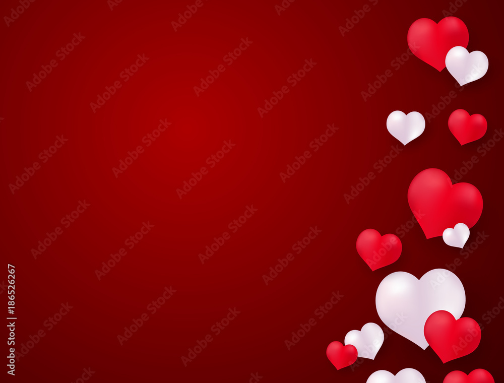 Valentine's day, banner template. red and White heart with lettering on background. tags poster design Vector brochure.