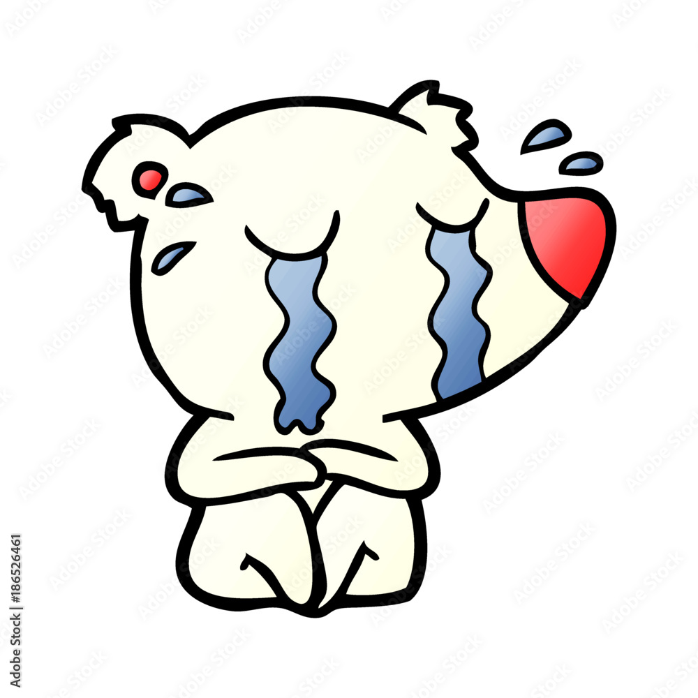 Fototapeta premium sad little polar bear cartoon