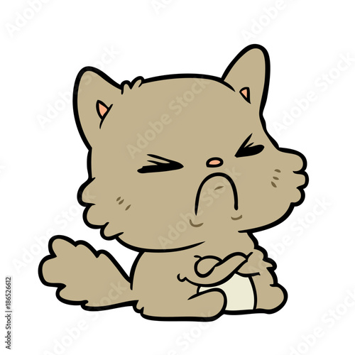 cute cartoon angry cat