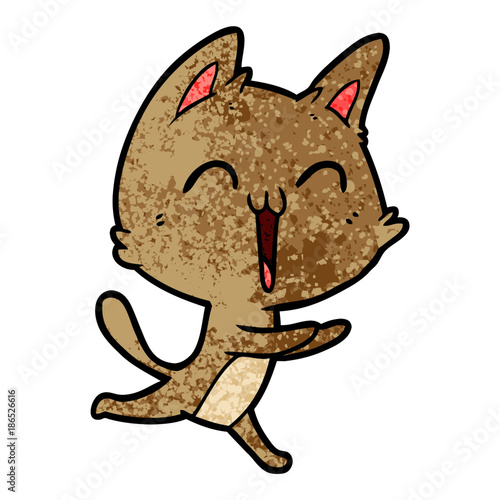 happy cartoon cat meowing