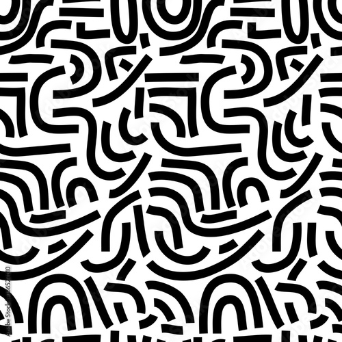 Seamless black and white pattern vector background. Sketchy Hand Drawn graphic print. Vector brush strokes design elements. Perfect for wallpapers, pattern fills, web page backgrounds, surface texture