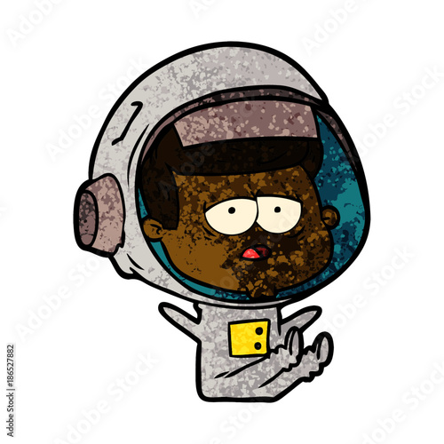 cartoon tired astronaut