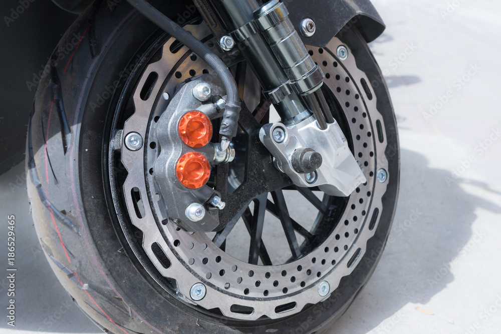 External brake disc of special design on motobike External brake disc of special design on motobike