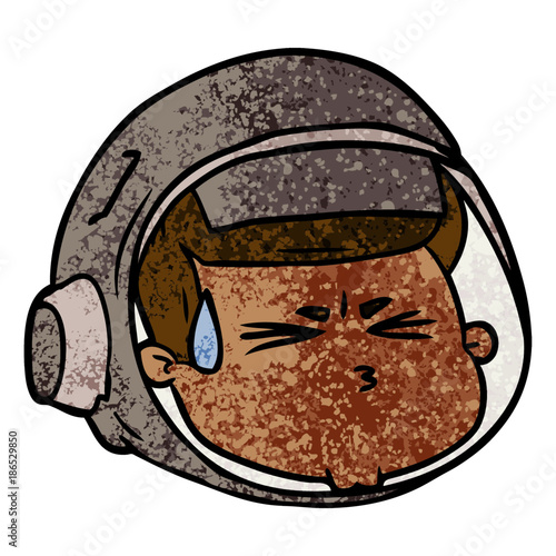 cartoon stressed astronaut face