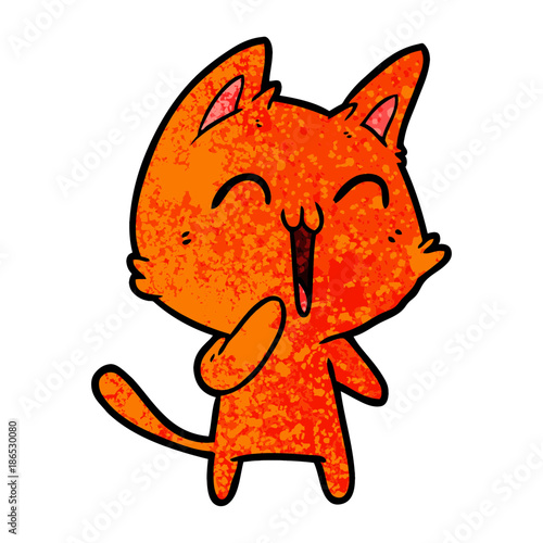 happy cartoon cat meowing