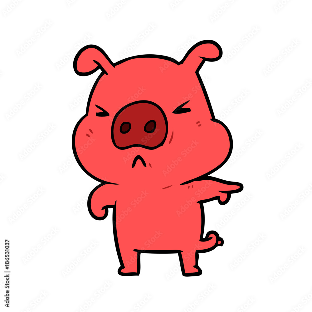 cartoon angry pig pointing cartoon angry pig pointing