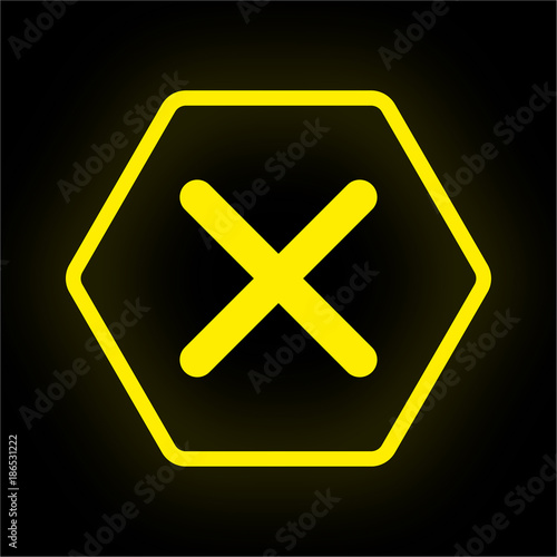 Neon Button Polygon - Kreuz