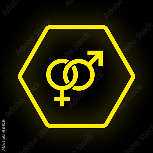 Neon Button Polygon - Geschlecht Mann und Frau