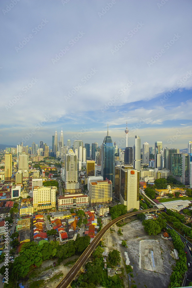Kuala Lumpur, Malaysia City Center skyline. Copyspace area.