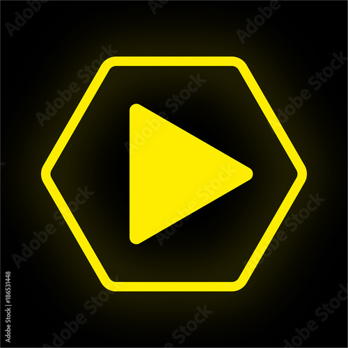 Neon Button Polygon - Play Button