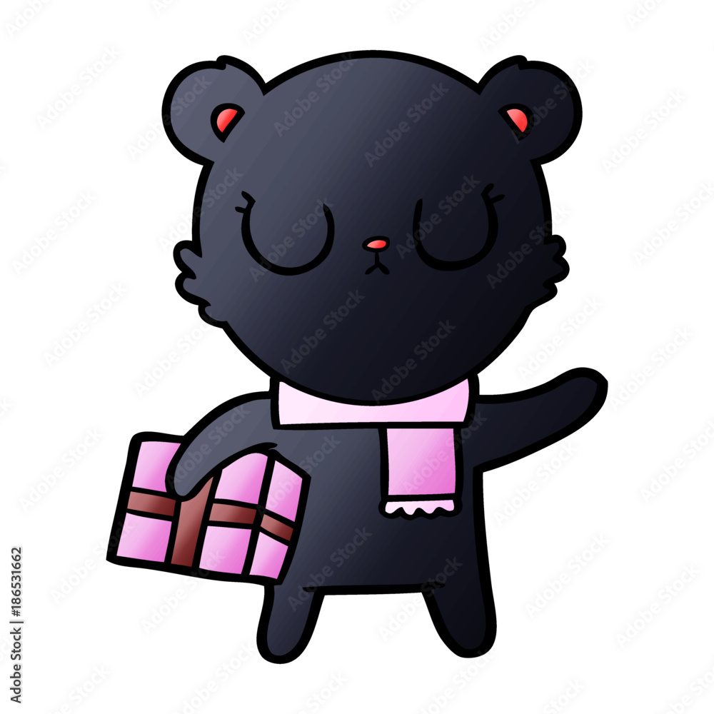 Obraz premium bear cartoon character with present