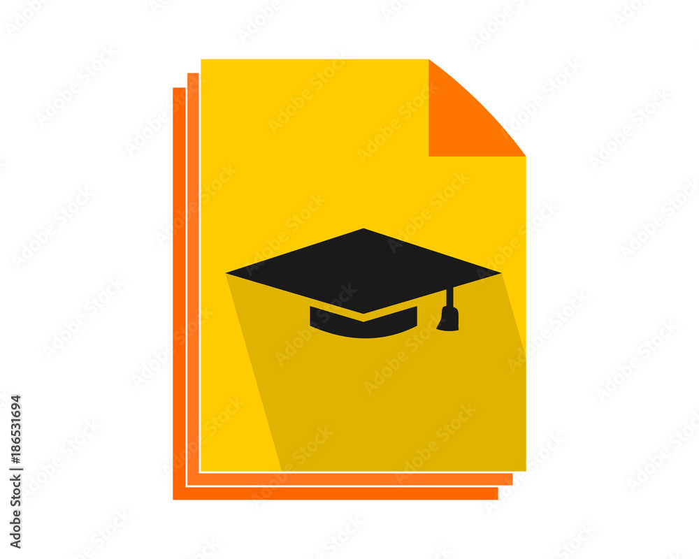 graduate hat yellow paper square 