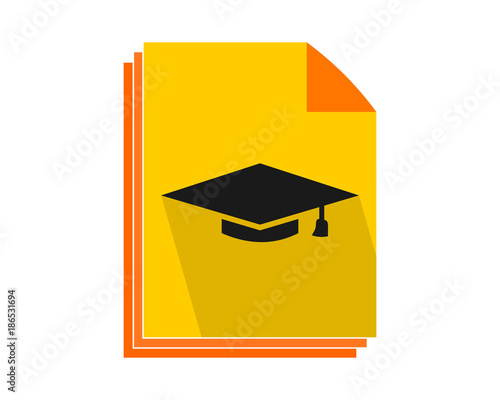 graduate hat yellow paper square academic cap image icon logo vector