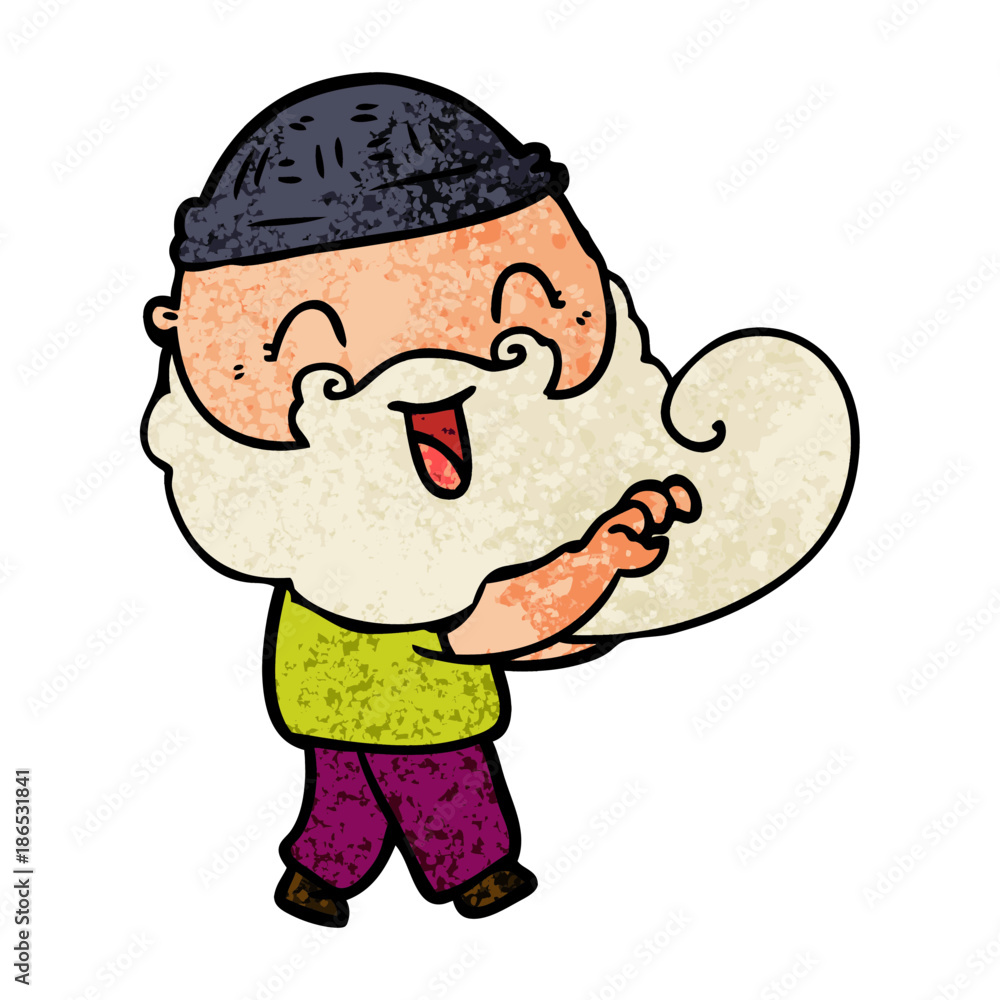 Fototapeta premium happy bearded man grabbing