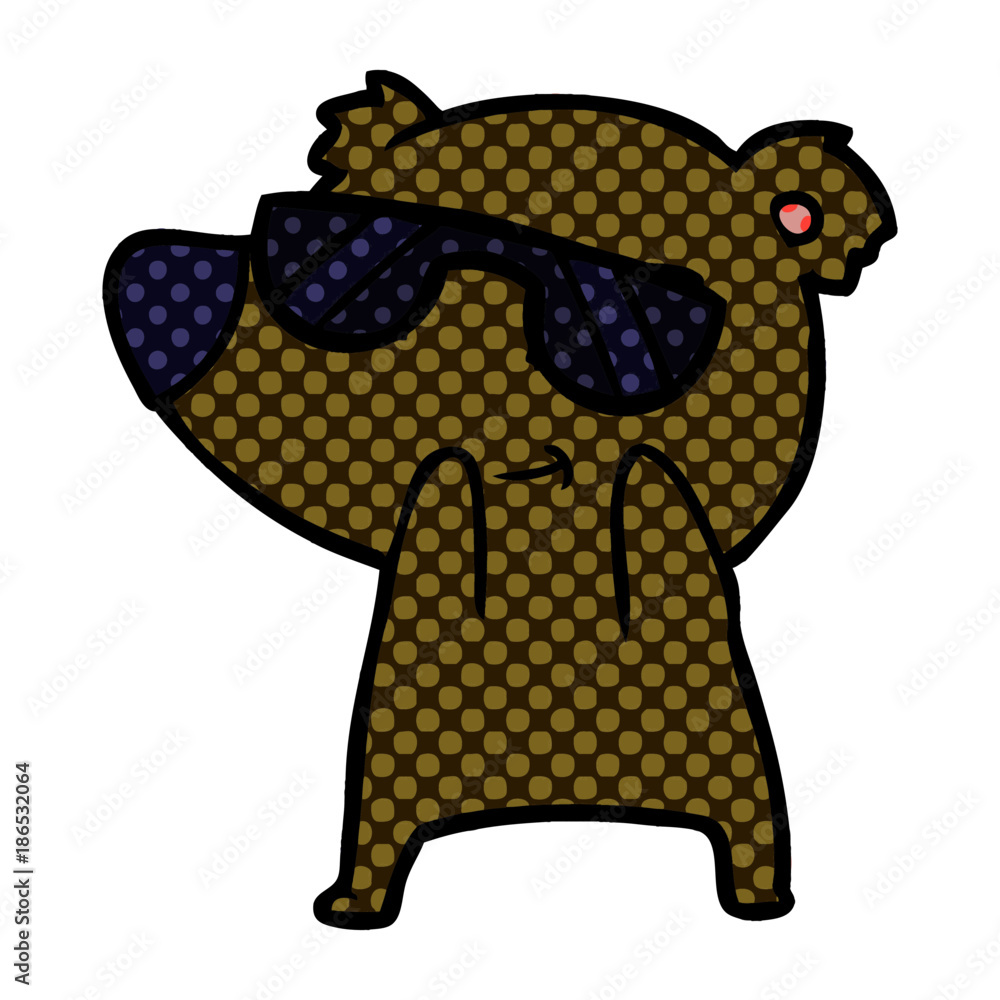 Obraz premium cute cartoon bear wearing sunglasses