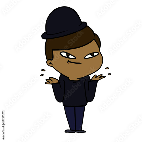 cartoon boy in bowler hat
