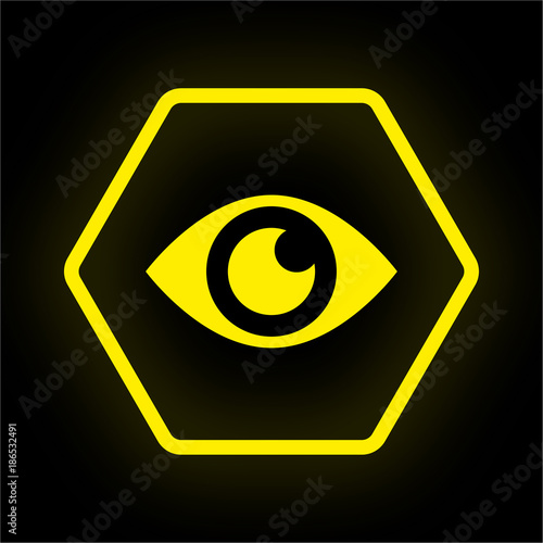 Neon Button Polygon - Auge