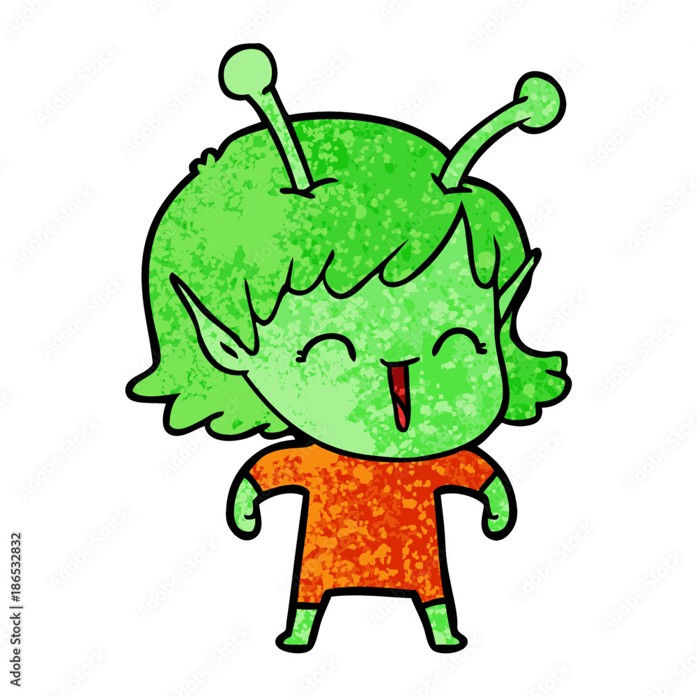 Fototapeta premium cartoon alien girl laughing