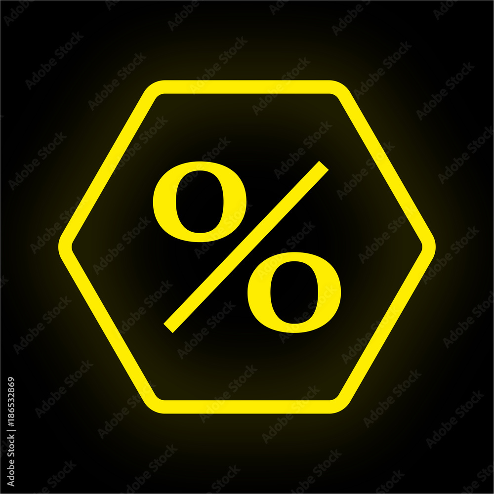 Neon Button Polygon - Prozent Symbol Neon Button Polygon - Prozent Symbol
