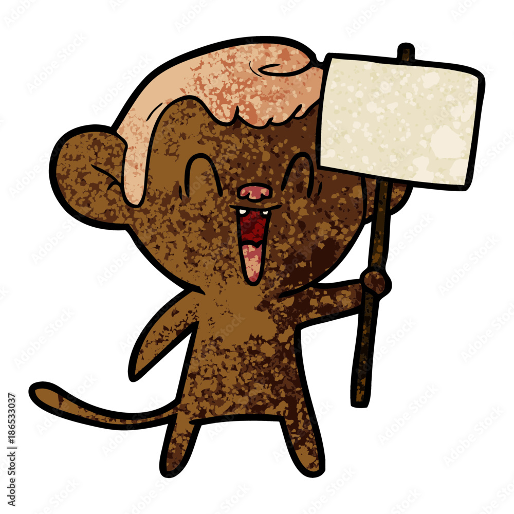 Fototapeta premium cartoon laughing monkey