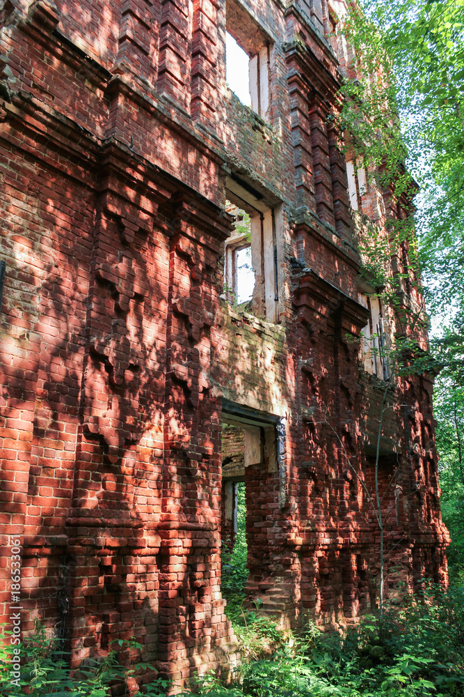 Monastery walls in the forest.