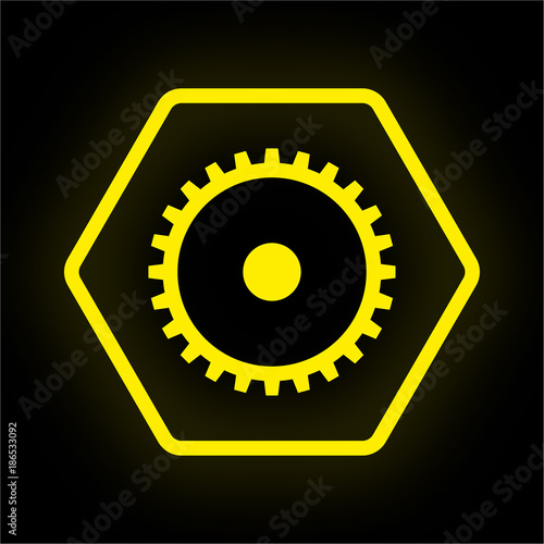Neon Button Polygon - Zahnrad - Einstellen