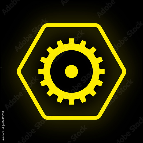 Neon Button Polygon - Zahnrad - Optionen
