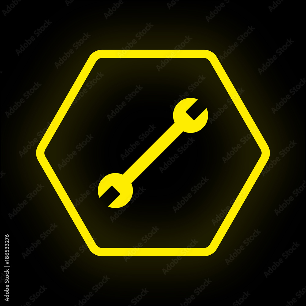 Neon Button Polygon - Schraubenschlüssel - Editieren Neon Button Polygon - Schraubenschlüssel - Editieren