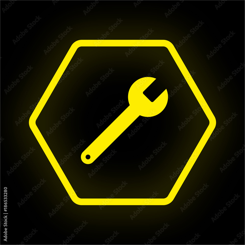 Neon Button Polygon - Schraubenschlüssel Neon Button Polygon - Schraubenschlüssel