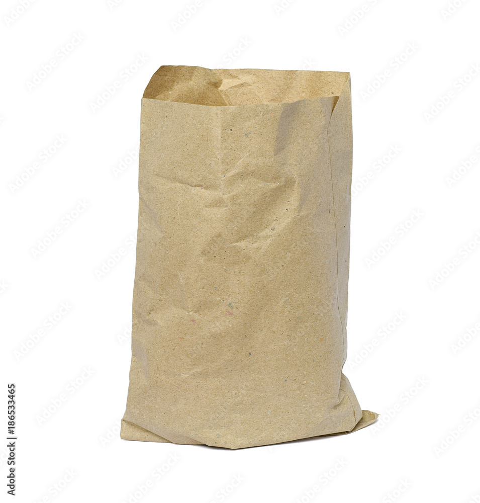 Empty brown paper bag isolated on white background Empty brown paper bag isolated on white background