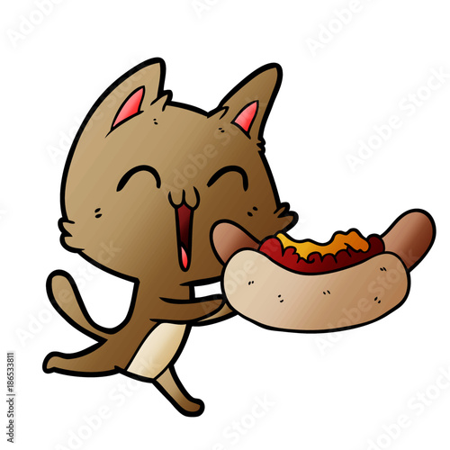 happy cartoon cat meowing