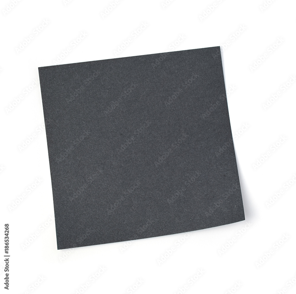 Black post it paper note on white background