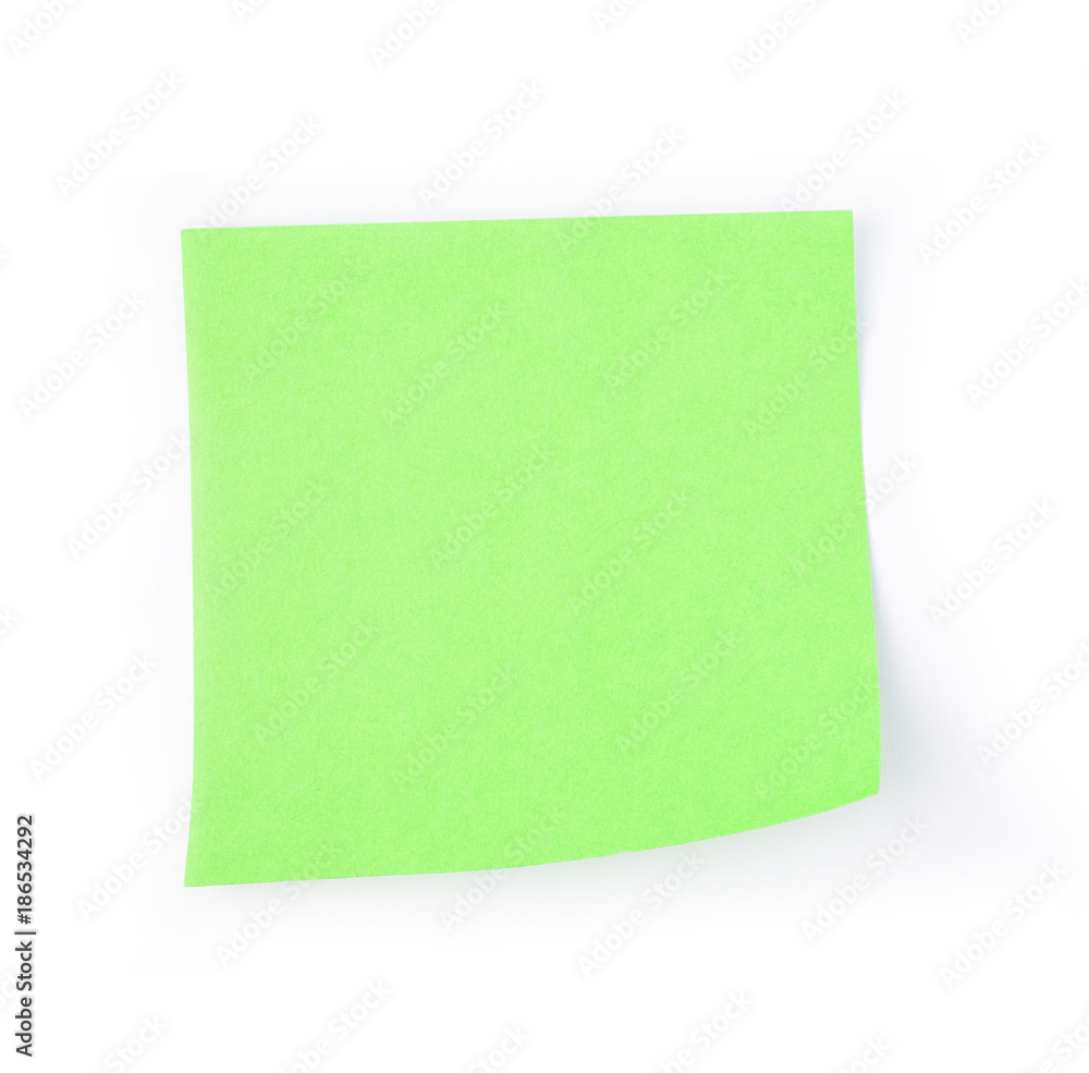 Green post it paper note on white background Green post it paper note on white background