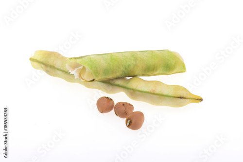 Strip away the peas on a white background