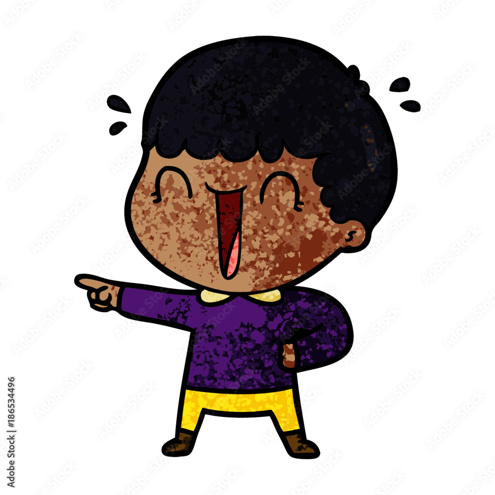 Fototapeta premium laughing cartoon man pointing finger