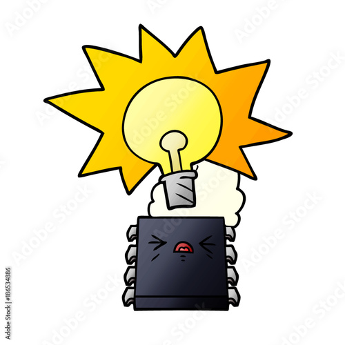 cartoon overheating computer chip