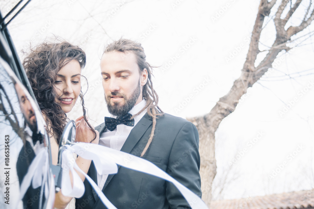 bridal couple smiling bridal couple smiling