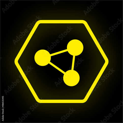 Neon Button Polygon - Verknüpfung - Cyberspace