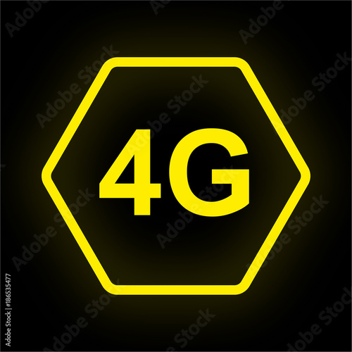 Neon Button Polygon - 4G Datenverbindung